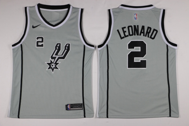 Men San Antonio Spurs #2 Leonard Grey Game Nike NBA Jerseys->->NBA Jersey